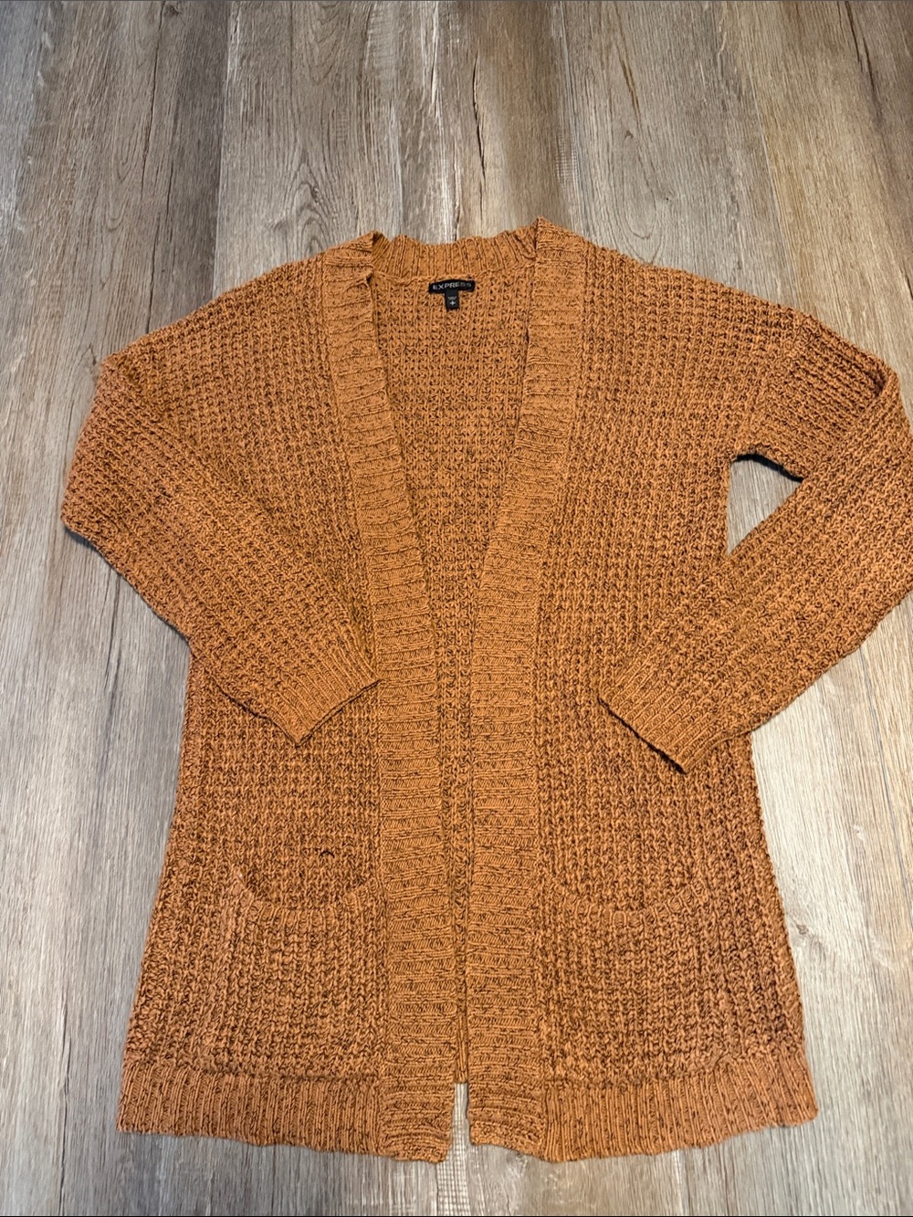 Express Open-Front Rust Orange Knit Cardigan